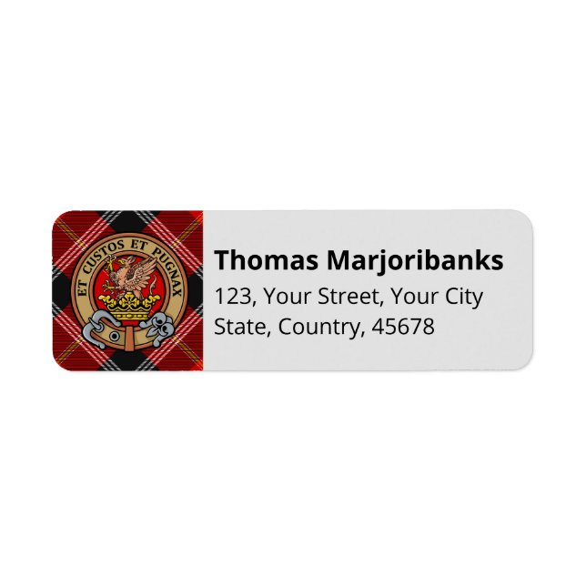 Clan Marjoribanks Crest over Tartan (Front)