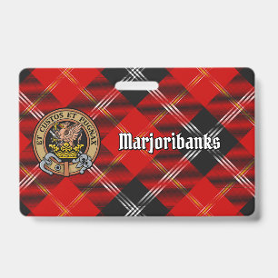 Clan Marjoribanks Crest over Tartan Badge