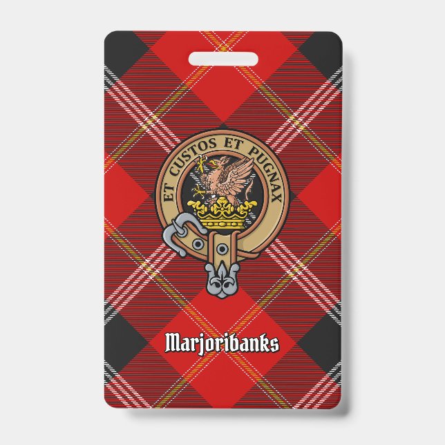 Clan Marjoribanks Crest over Tartan Badge (Front)