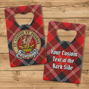 Clan Marjoribanks Crest over Tartan Credit Card Bottle Opener