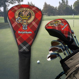 Clan Marjoribanks Crest over Tartan Golf Head Cover