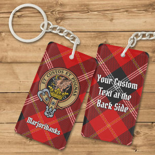 Clan Marjoribanks Crest over Tartan Keychain
