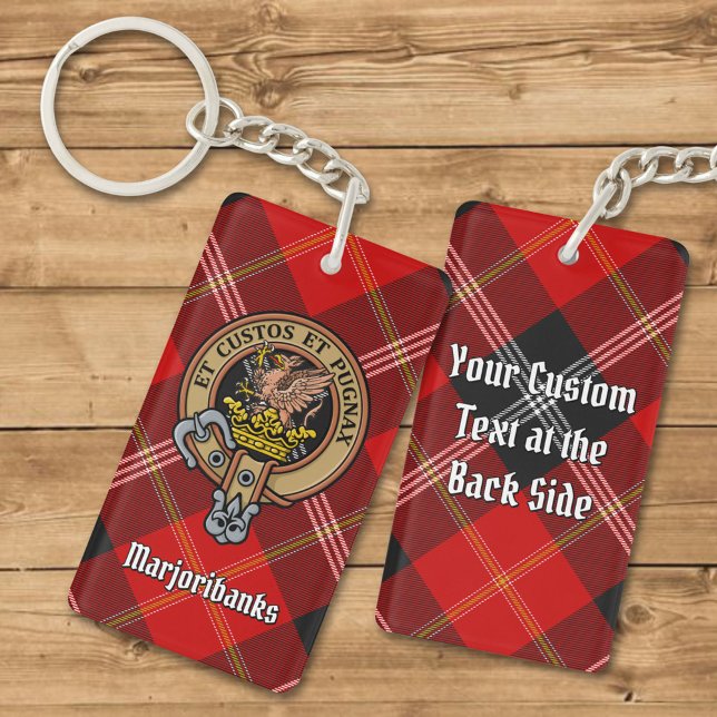 Clan Marjoribanks Crest over Tartan Keychain (Creator Uploaded)