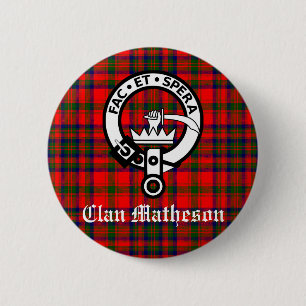 Clan Matheson Crest Badge and Tartan  2 Inch Round Button