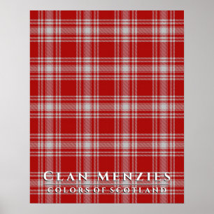 Clan Menzies Colors of Scotland Red White Tartan Poster