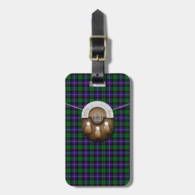 Clan Mitchell Tartan And Sporran Luggage Tag (Front Vertical)