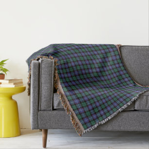 Clan Mitchell Tartan Blue and Green Plaid Throw Blanket