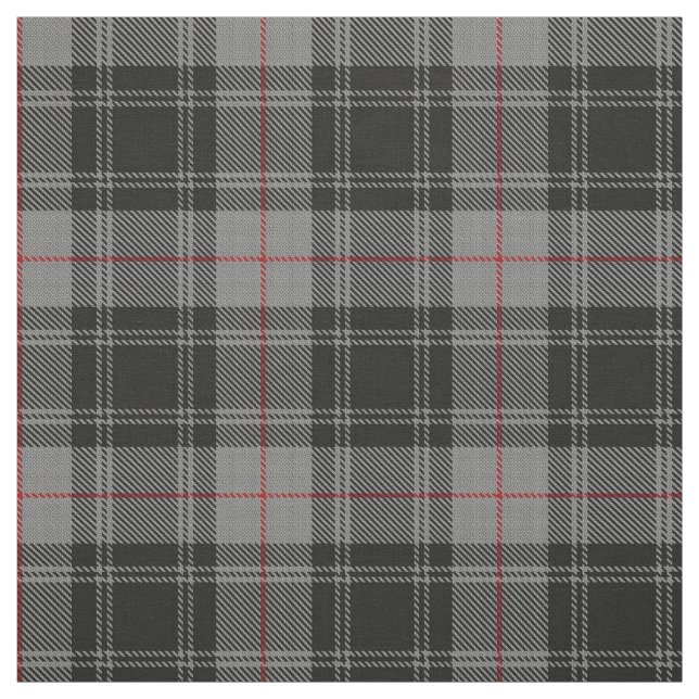 Clan Moffat Grey Black Red Scottish Tartan Plaid Fabric (Swatch)