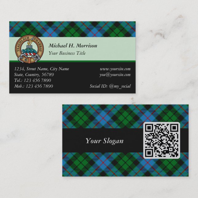 Clan Morrison Chasse Tartan Carte de visite (Devant / Derrière)