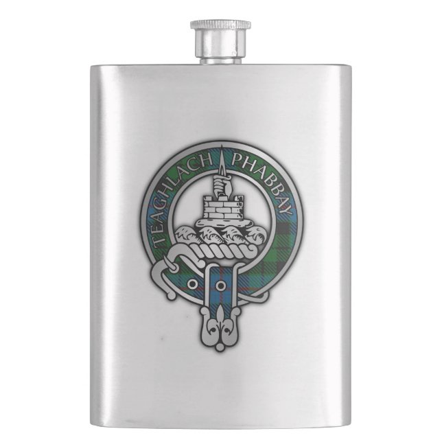 Clan Morrison Crest & Hunting Tartan Flask (Front)