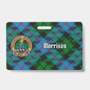Clan Morrison Crest over Hunting Tartan Badge