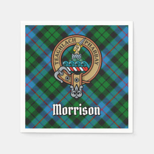 Clan Morrison Crest over Hunting Tartan Napkin