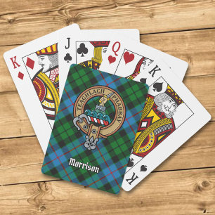 Clan Morrison Crest over Hunting Tartan Playing Cards