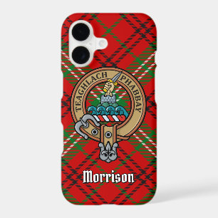 Clan Morrison Crest over Red Tartan iPhone Case