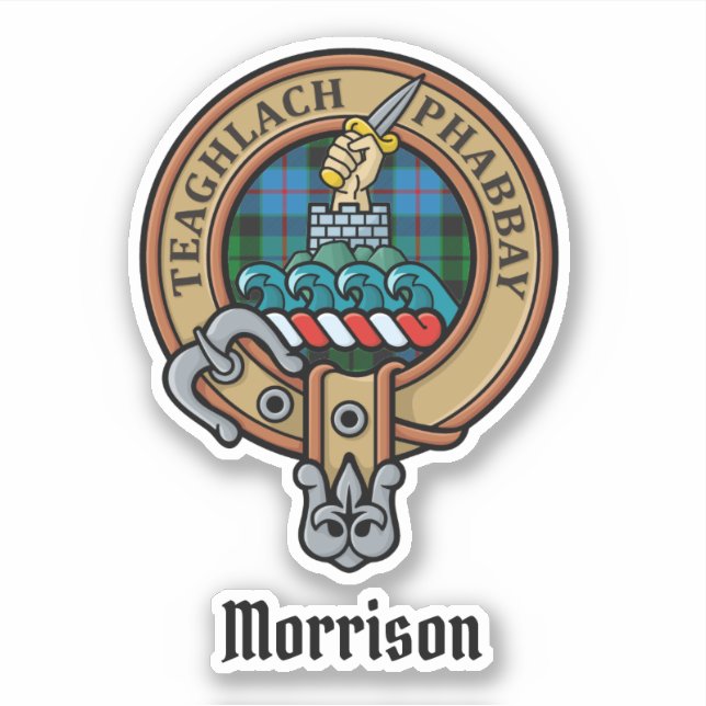 Clan Morrison Crest sur la chasse Sticker Tartan (Devant)