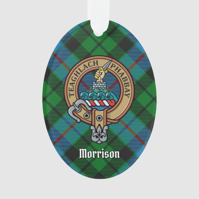 Clan Morrison Crest sur la chasse Tartan Ornament (devant)