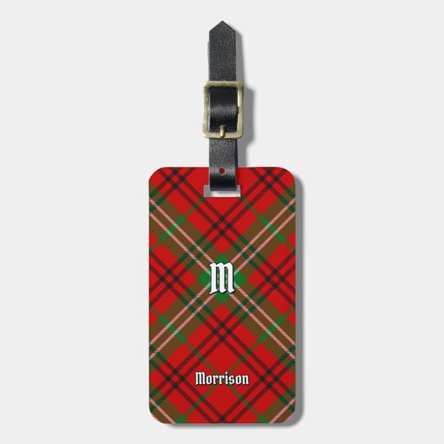 Clan Morrison Red Tartan Luggage Tag (Front Vertical)
