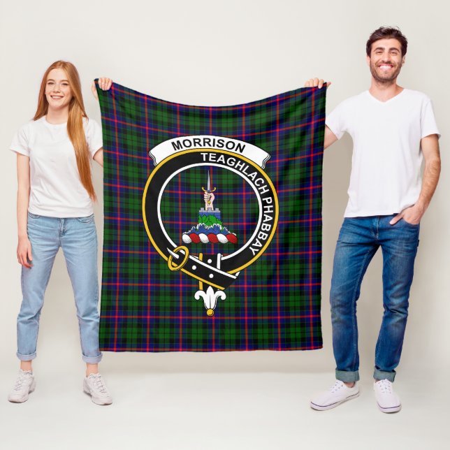 Clan Morrison Tartan Plaid Fleece Blanket (In Situ)