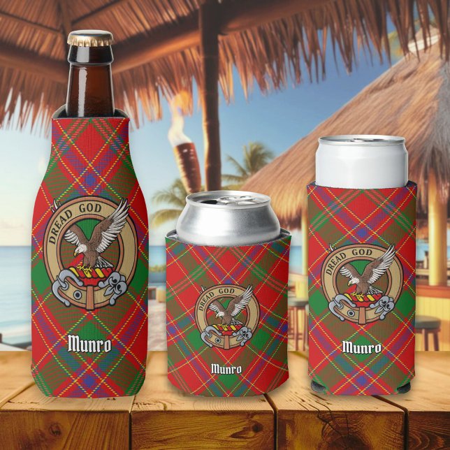 Clan Munro Crest over Tartan Bottle Cooler (Creator Uploaded)
