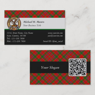 Clan Munro Crest over Tartan Business Card