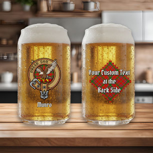 Clan Munro Crest over Tartan Can Glass