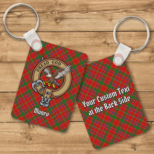 Clan Munro Crest over Tartan Keychain