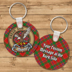 Clan Munro Crest over Tartan Keychain