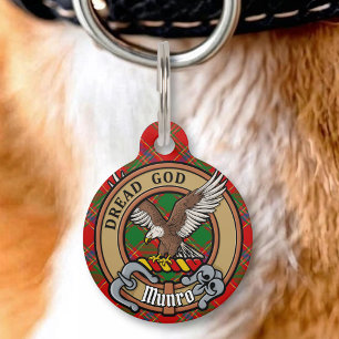 Clan Munro Crest over Tartan Pet Tag
