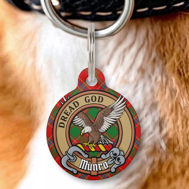 Clan Munro Crest over Tartan Pet Tag (Creator Uploaded)