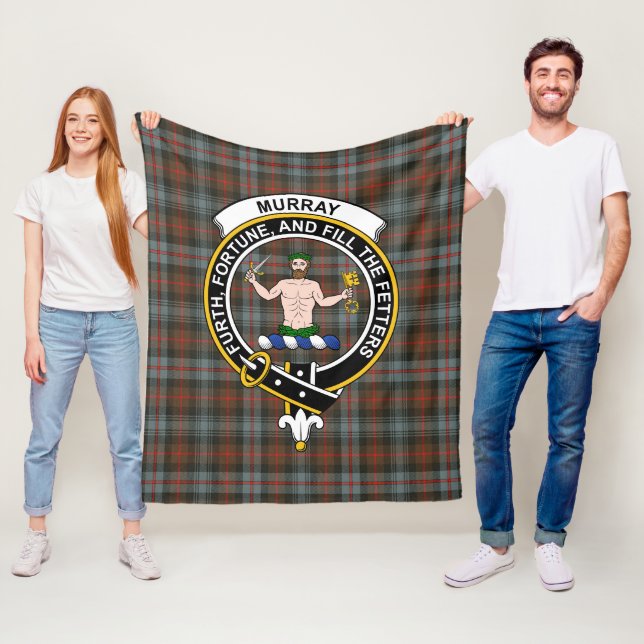 Clan Murray Of Atholl Weathered Tartan Plaid Fleece Blanket (In Situ)