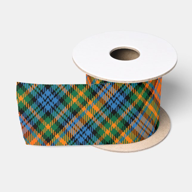 Clan Murray Plaid Tartan Orange Blue Green Check Satin Ribbon (Spool)