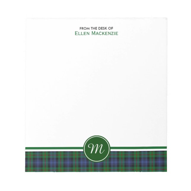 Clan Murray Tartan Monogram Note Pad (Front)