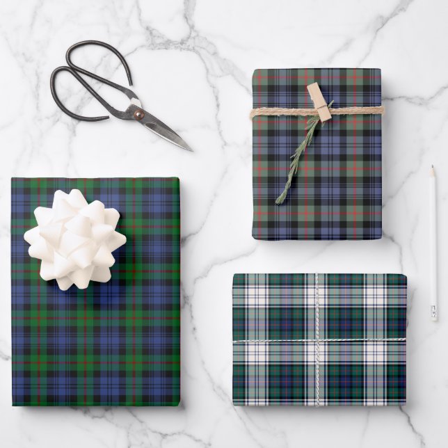 Clan Murray Tartan Variations Wrapping Paper Sheet (Front)