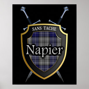 Clan Napier Tartan Scottish Shield & Swords Poster
