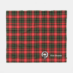 Clan Nesbitt Crest Badge & Tartan Personalized Fleece Blanket