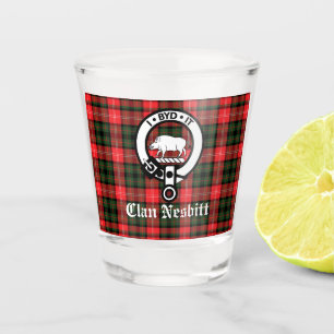 Clan Nesbitt Crest Badge & Tartan   Shot Glass