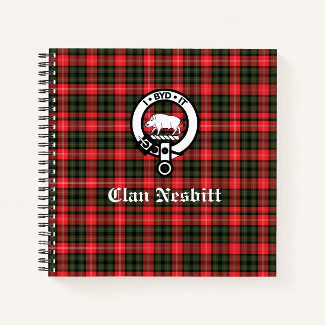 Clan Nesbitt Crest & Tartan Personalized Recipe Notebook (Front)