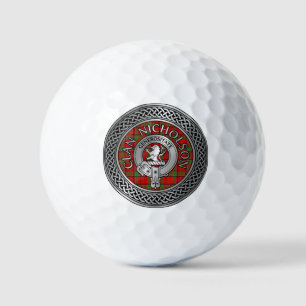 Clan Nicholson Crest & Tartan Knot Golf Balls