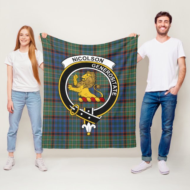 Clan Nicolson Hunting Ancient Tartan Plaid Fleece Blanket (In Situ)