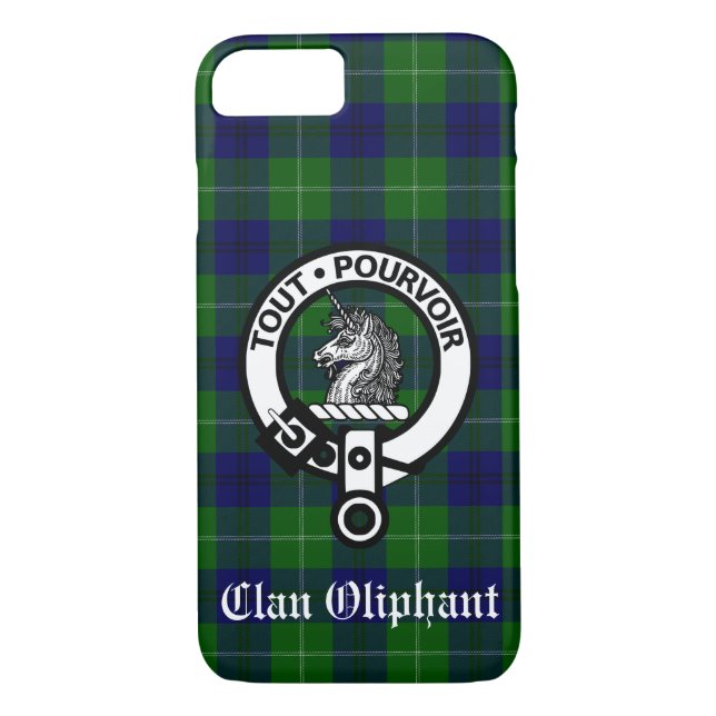Clan Oliphant Crest Badge and Tartan Case-Mate iPhone Case (Back)