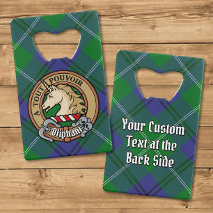 Clan Oliphant Crest over Tartan Credit Card Bottle Opener