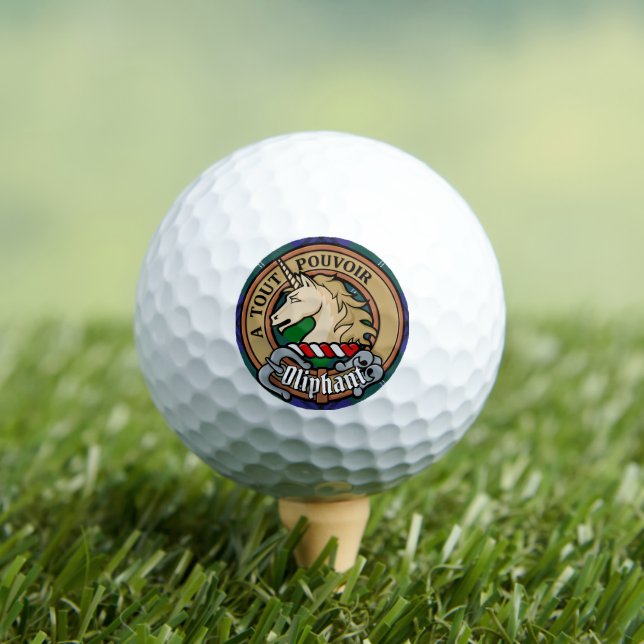 Clan Oliphant Crest over Tartan Golf Balls (Insitu Tee)
