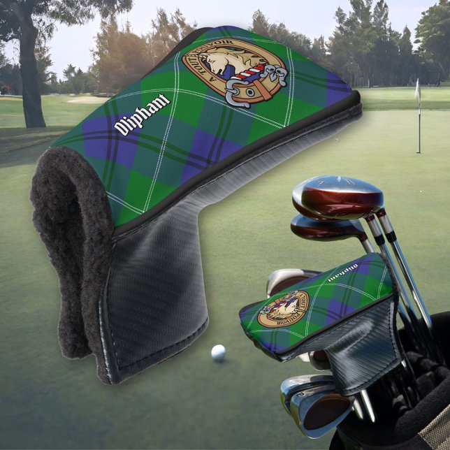 Clan Oliphant Crest over Tartan Golf Head Cover (Creator Uploaded)