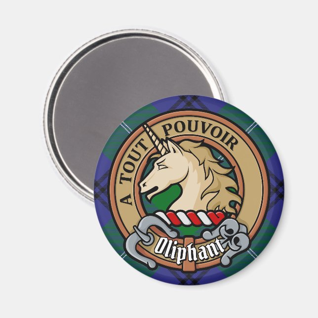 Clan Oliphant Crest over Tartan Magnet (Front/Back)