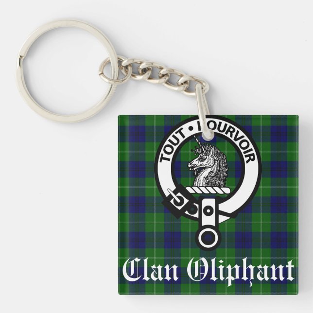 Clan Oliphant Crest & Tartan Keychain (Front)