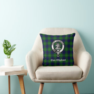 Clan Oliphant Tartan & Crest Badge Throw Pillow
