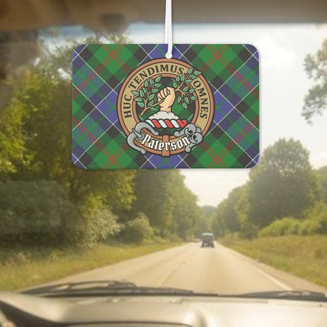 Clan Paterson Crest over Tartan Air Freshener (Creator Uploaded)