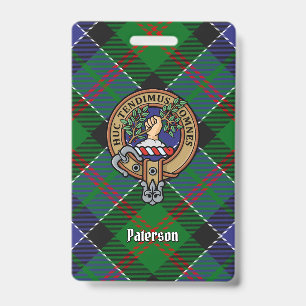 Clan Paterson Crest over Tartan Badge