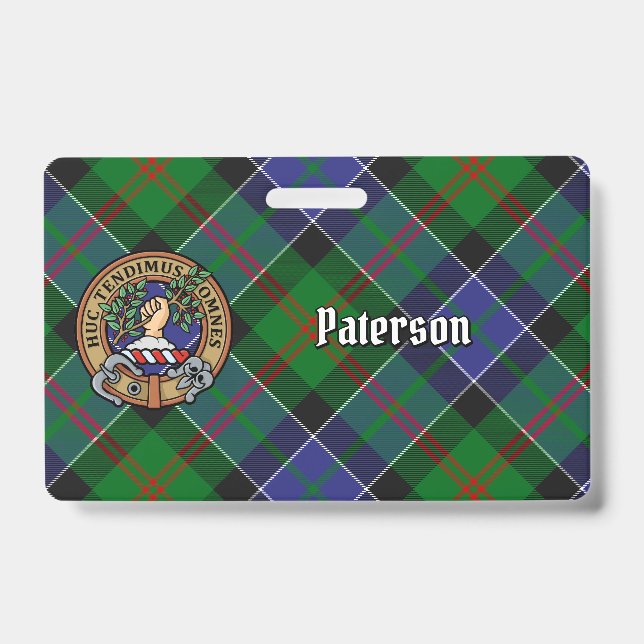 Clan Paterson Crest over Tartan Badge (Front)