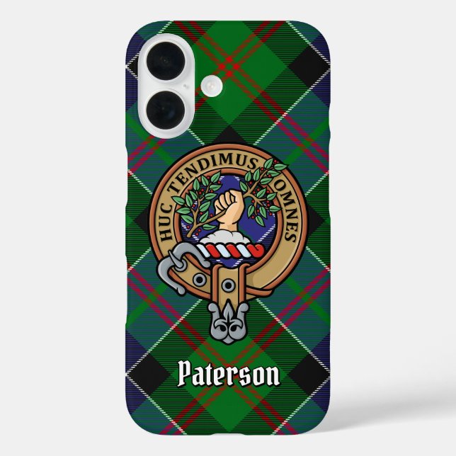 Clan Paterson Crest over Tartan Case-Mate iPhone Case (Back)